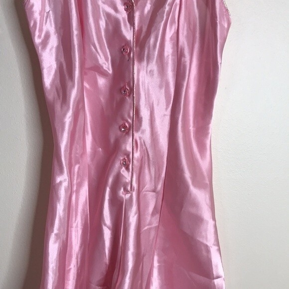 vtg Cacique 90s ladies pink button up nightie babydoll romper size small sexy - Picture 2 of 14